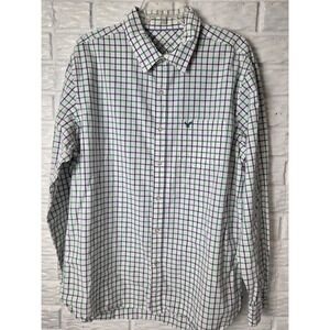 American Eagle Men's XL long sleeve button up shirt Green Purple Athletic fit